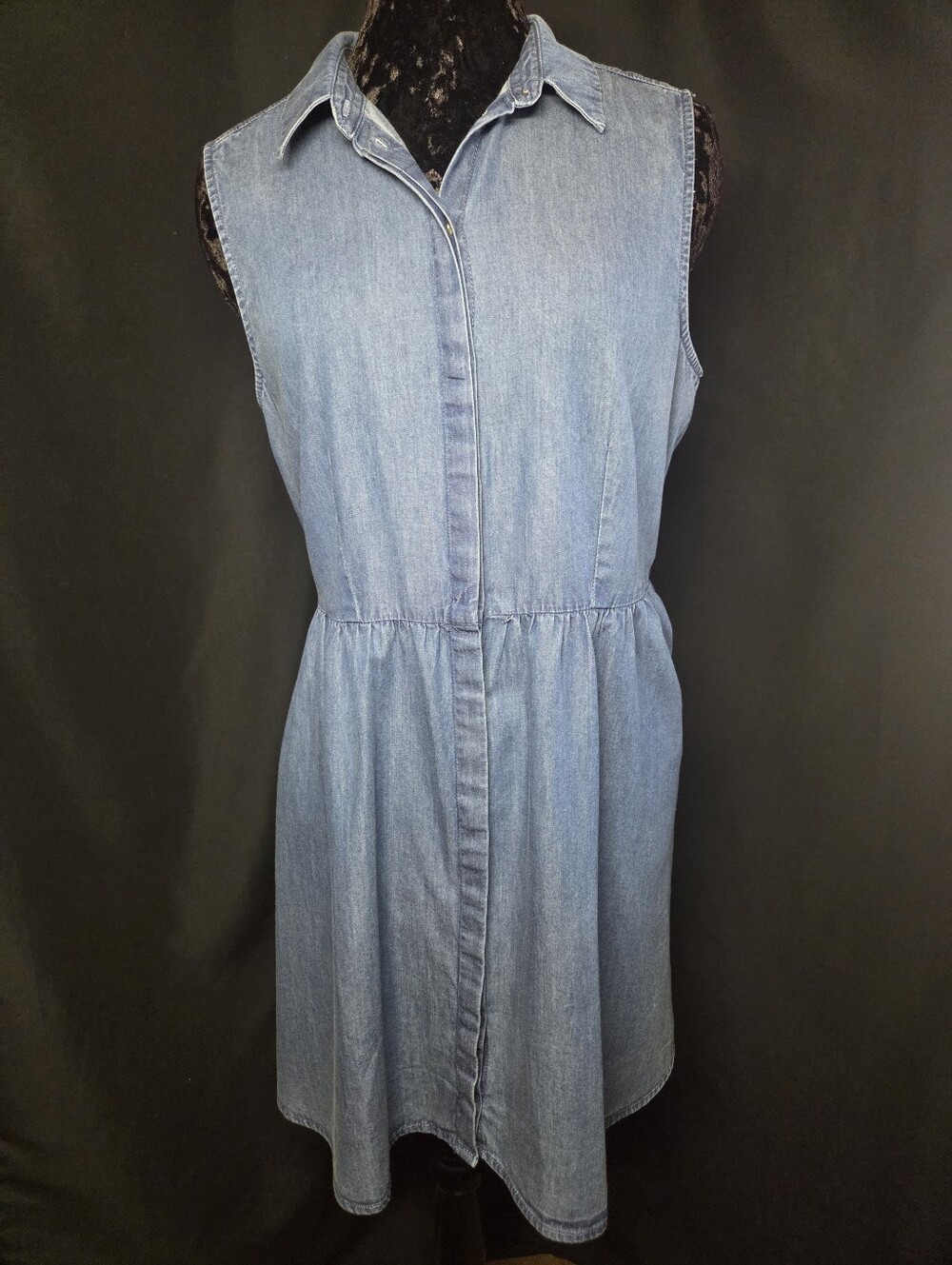Divided by H&M Blue Chambray Sleeveless Shirtdress Size US 14 New With Tags